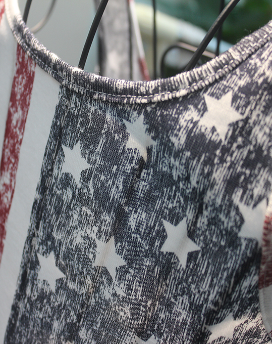 Fade Color Style Vest With USA Stars And The Stripes Flag Print on Luulla