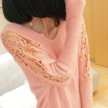 Lace Sleeves Shoulder Sweater A008 on Luulla
